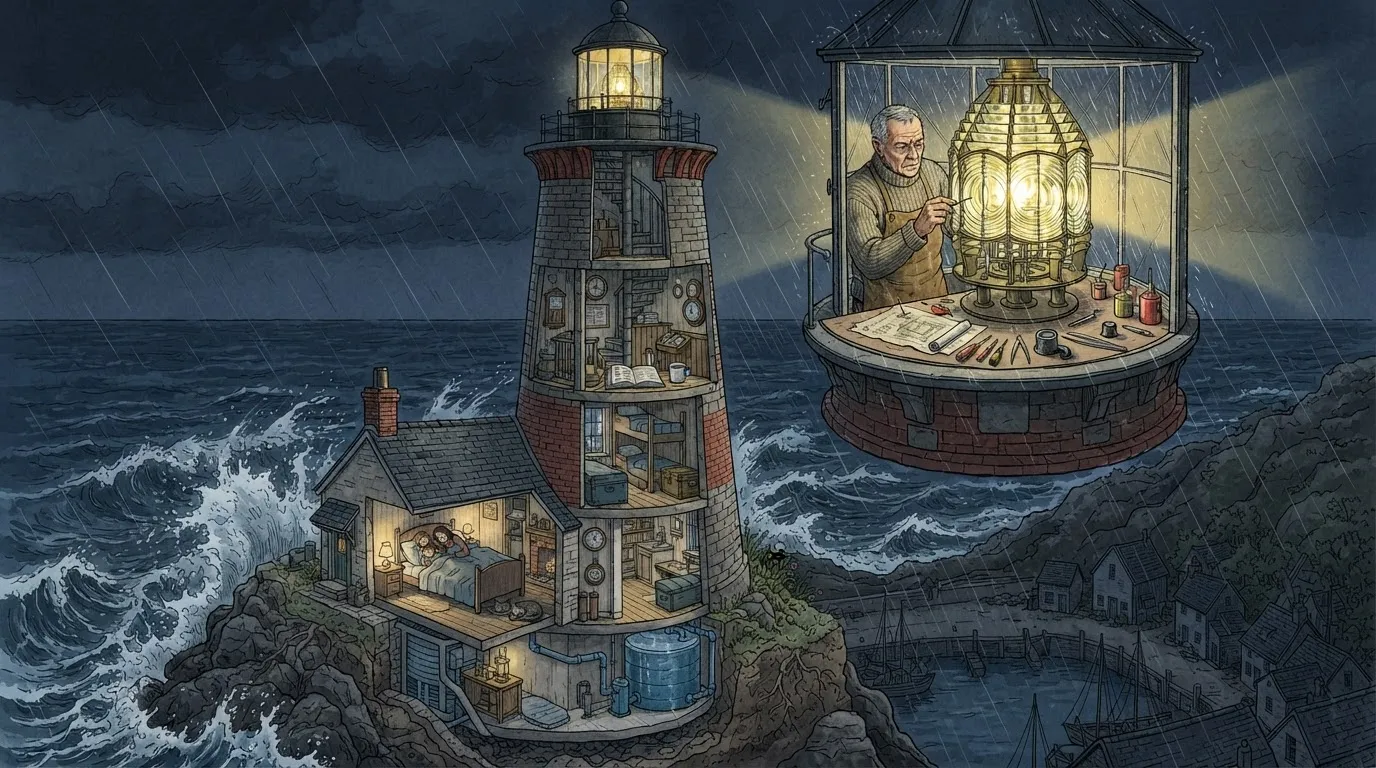 The lighthouse brief drawn in the Living Diagram style